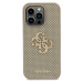 Guess PU Perforated 4G Glitter Metal Logo kryt iPhone 14 Pro zlatý