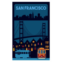 Ilustrace San Francisco, California, Golden Gate Poster, drmakkoy, 26.7 × 40 cm