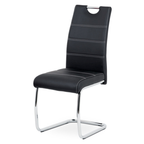 Jídelní židle SUESOR, černá ekokůže/chrom Autronic