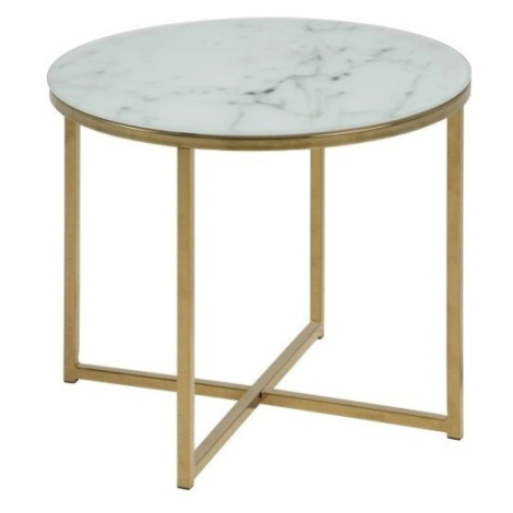 Actona Konferenční kulatý stolek Alisma 3 mramor bílý/zlatá