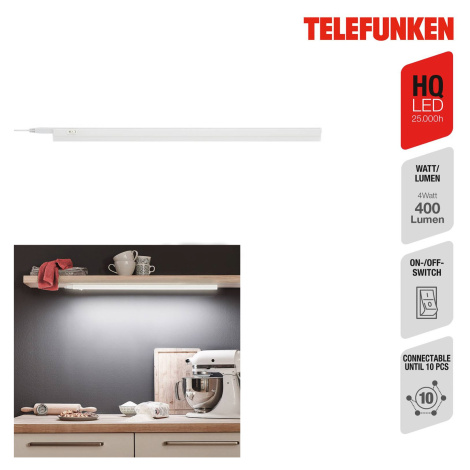 Telefunken LED osvětlení pod skříňku Hephaistos, bílé, délka 57 cm