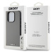 Zadní kryt DKNY PU Leather Silver Metal Logo Magsafe pro Apple iPhone 15 Pro, šedá