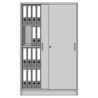 eurokraft pro STATUS - Kancelářská skříň, s posuvnými dveřmi, 3 police, světle šedá