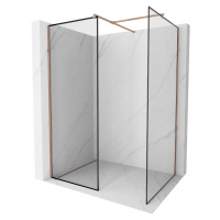 MEXEN/S Kioto Sprchová zástěna Walk-in 100 x 90 cm, černý vzor, růžové zlato 800-100-202-60-70-0