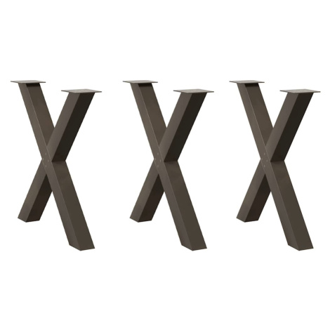 vidaXL Nohy k jídelnímu stolu ve tvaru X, 3 ks, přírodní ocel, 70 x (72-73) cm, ocel