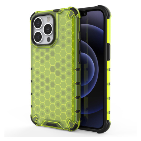 Honeycomb pancéřové pouzdro se silikonovým rámem pro iPhone 13 Pro 6.1" green