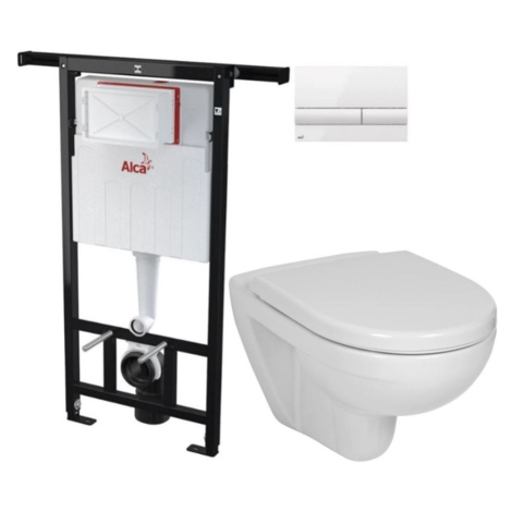 ALCADRAIN Jádromodul předstěnový instalační systém s bílým tlačítkem M1710 + WC JIKA LYRA PLUS +