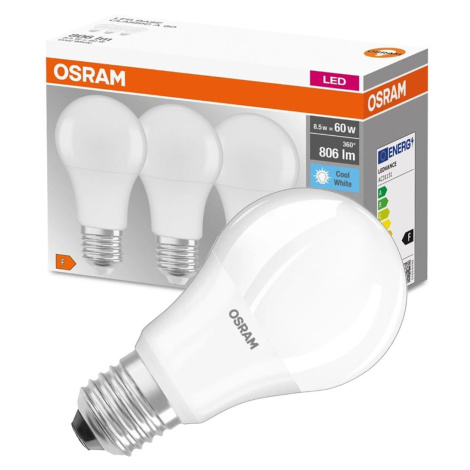 3PAK LED žárovka LED E27 A60 8,5W = 60W 806lm 4000K Neutrální 300° OSRAM