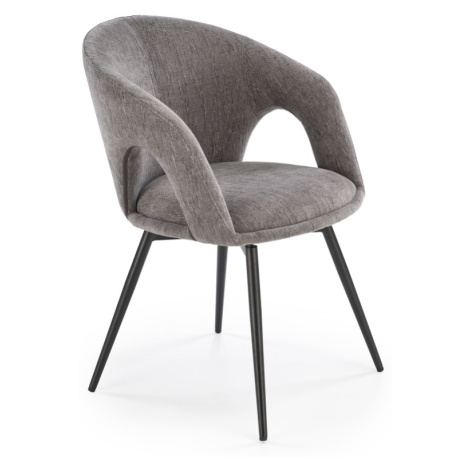 Jídelní otočné křeslo SPANDY — kov, látka, šedá Halmar