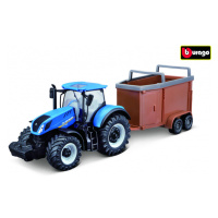 Bburago 1:50 Farm Traktor New Holland s vlečkou pro koně