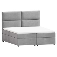 Světle šedá boxspring postel s úložným prostorem 140x200 cm Rico – Ropez