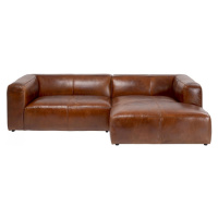 KARE Design Rohová sedačka Cubetto Leather - hnědá,