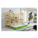Dětská patrová postel s výsuvnou postelí ERYK 190x80 cm Zelená Borovice