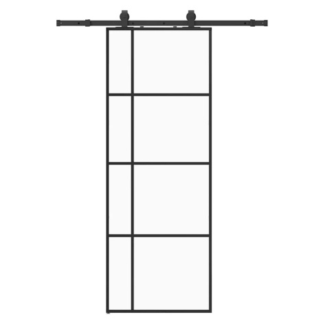 vidaXL Posuvné dveře se sadou kování černé 76x205 cm ESG Glass