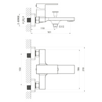 SAPHO CUBEMIX nástěnná vanová baterie, černá mat CM010B