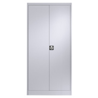mauser Ocelová skříň s otočnými dveřmi, 4 police, h 420 mm, bílá hliníková