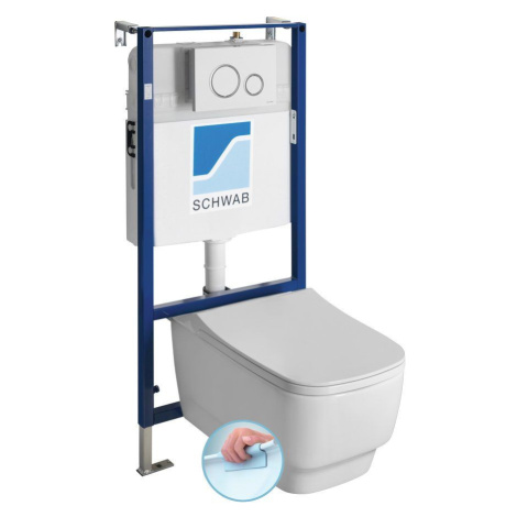 SAPHO Závěsné WC BELLO Rimless s podomítkovou nádržkou a tlačítkem Schwab, bílá 100214-SET5