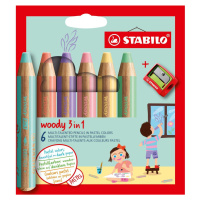 STABILO 8806-3 Pastelka, vodovka & voskovka  woody 3 in 1 s ořezávátkem 6 ks