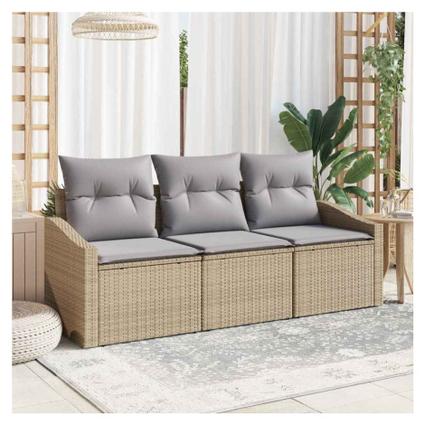 vidaXL Set pohovek s polštářem 3 pcs Béžová polyratan