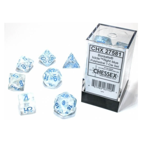 Sada kostek Chessex Borealis Polyhedral Icicle/Light blue Luminary 7-Die Set