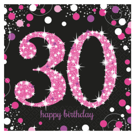 UBROUSKY papírové  Sparkling pink narozeniny  "30" 33x33 cm 16ks Amscan