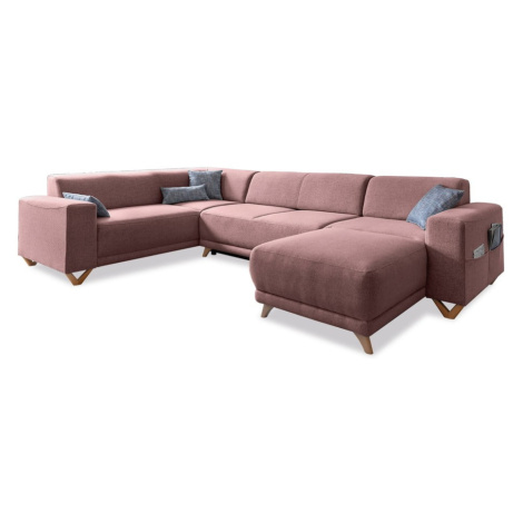 Růžová rozkládací/s úložným prostorem rohová pohovka (levý roh/do "U") Classy Sophie – Miuform