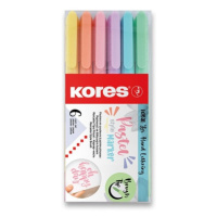 Popisovač Kores Style Brush Marker Pastel, 6 barev Kores