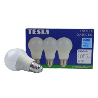 Tesla - LED žárovka BULB E27, 9W, 230V, 1055lm, 25 000h, 6500K studená bílá, 220st 3ks v balení