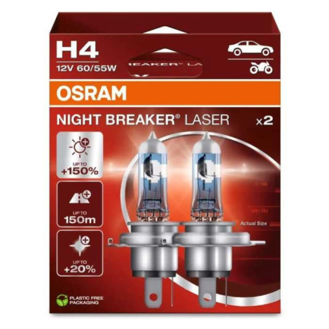 Autožárovky H4, 12V, 60/55W, Night Breaker Laser (2ks) OSRAM