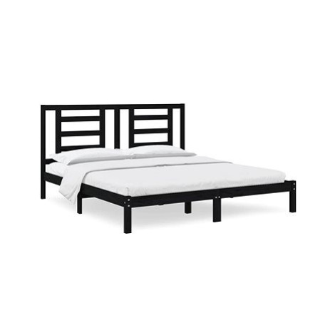 Rám postele černý masivní dřevo 180 × 200 cm Super King, 3104367 SHUMEE