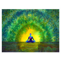 Ilustrace chakra color human lotus pose yoga, Benjavisa, 40 × 30 cm