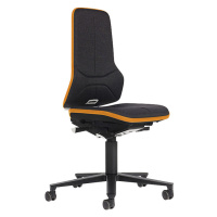 bimos Průmyslová otočná židle NEON ESD, kolečka, synchronní mechanika, látka, oranžový flexibiln