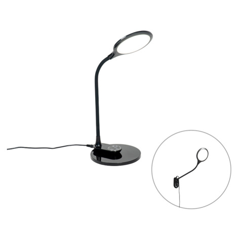 Stolní a nástěnná lampa černá včetně LED s dotykovým stmívačem - Joni QAZQA