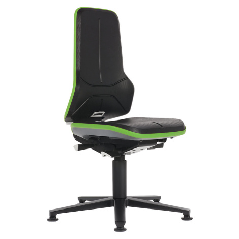 bimos Pracovní otočná židle NEON, patky, permanentní kontakt, PU pěna, zelený flexibilní pás