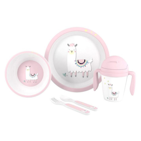 INTERBABY - Jídelní set LAMA +6M - růžový