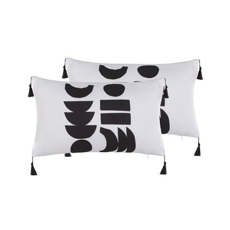 BELIANI, Sada 2 dekorativních polštářů s geometrickým vzorem 30 x 50 cm černobílá LIRIOPE, 29994