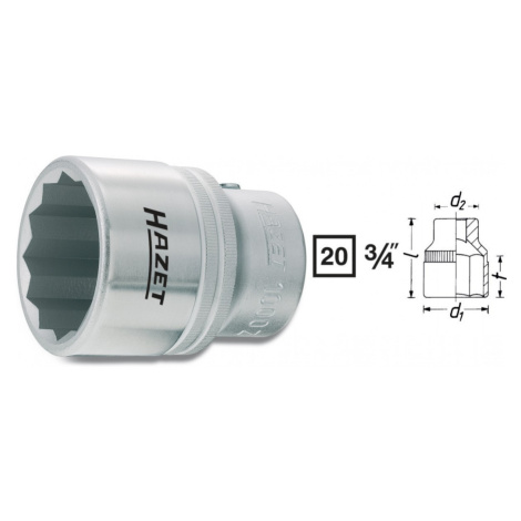 Vnitřní nástrčný klíč 3/4&quot; dvanáctihranný 35mm HAZET 1000Z-35 - HA001620