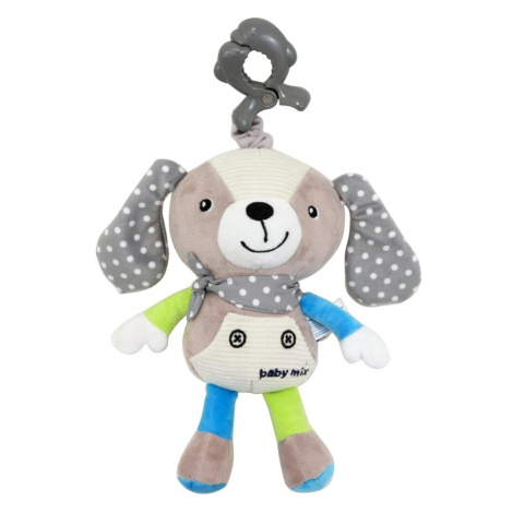 Dětská plyšová hračka s hracím strojkem a klipem Baby Mix Pejsek béžový