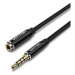 Vention Cotton Braided TRRS 3.5mm Male to 3.5mm Female Audio Extension 0.5m Black Aluminum Alloy