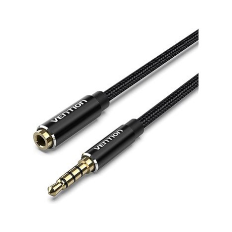 Vention Cotton Braided TRRS 3.5mm Male to 3.5mm Female Audio Extension 0.5m Black Aluminum Alloy