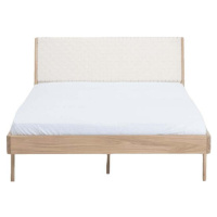 Dvoulůžková postel z dubového dřeva v bílo-přírodní barvě 140x200 cm Fawn – Gazzda