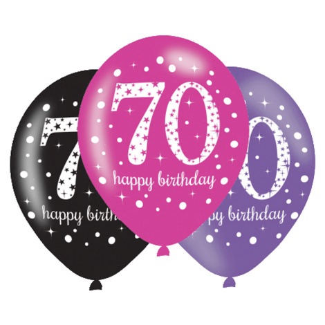 Amscan Latexové balonky 70. narozeniny - růžová party 6 ks