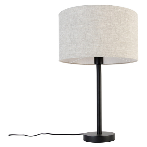 Moderní stolní lampa černá se stínítkem světle šedá 35 cm - Simplo QAZQA