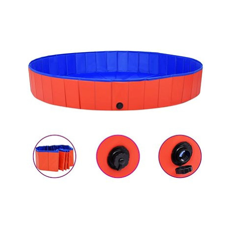 Shumee Skládací bazén pro psy červený PVC 200 × 30 cm