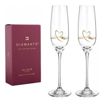 Diamante sklenice na šampaňské se Swarovski krystaly Heart of Gold 150 ml 2KS