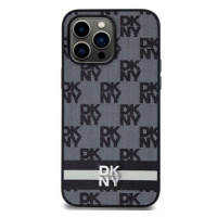 DKNY PU Leather Checkered Pattern and Stripe Zadní Kryt pro iPhone 15 Pro Max Black