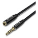 Vention Cotton Braided TRRS 3.5mm Male to 3.5mm Female Audio Extension 3m Black Aluminum Alloy T