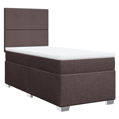vidaXL Box spring postel s matrací tmavě hnědá 100 x 200 cm textil