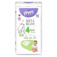 Happy Soft&Delicate 4 dětské pleny 8-14kg 62ks