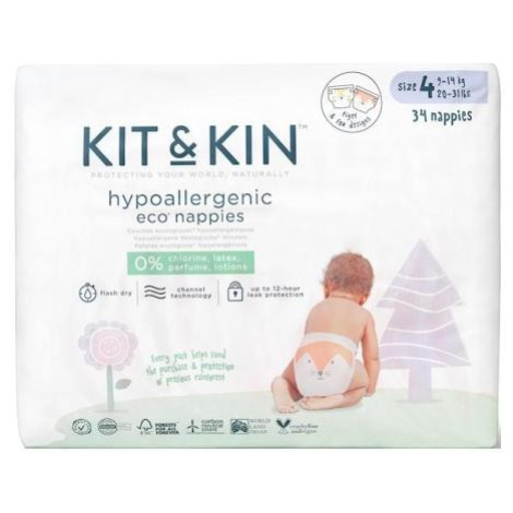 KIT & KIN eko pleny, velikost 4 (34 ks), 9-14 kg